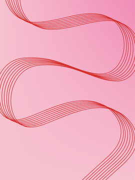 Pink and Red Wavy Lines Gradient Poster Background for Minimalist Branding. Vector Illustration Modern Cover Design.