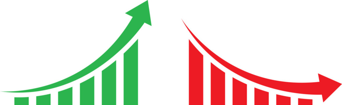 Contrasting upward and downward growth trends in bar graph visualizations