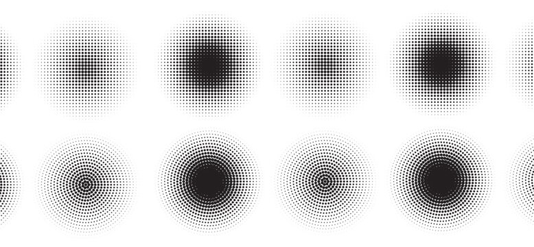 Circle dot frame. Circular border with effect halftone. Modern faded ring