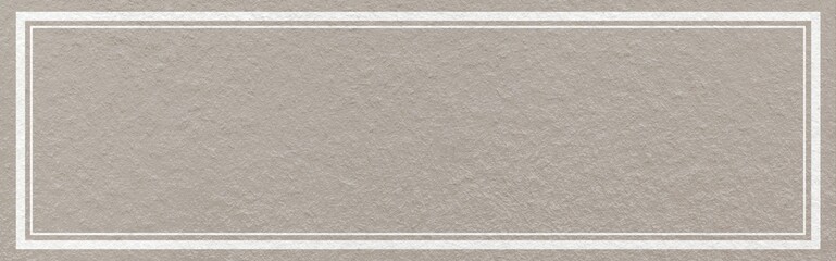 Fototapeta premium Cool beige textured paper background with white double frame border and copy space for website header banner template