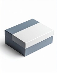 Naklejka premium Closed Blue and White Rectangular Gift Box Isolated on White Background