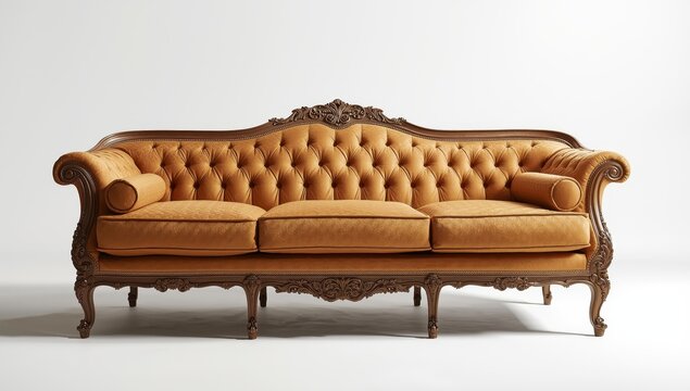 Classic couch on white background from another perspective