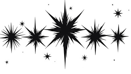 A graphic illustration of black explosion effects on a white background, conveying a sense of energy and action. © hamay
