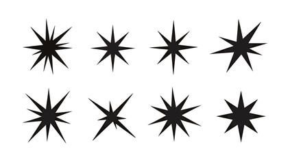 Fototapeta premium A simple, bold black starburst design on a white background, conveying energy and attention-grabbing appeal.