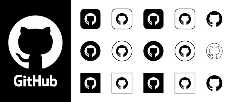 Github Periscope logo icon collection with various styles in different shapes and sizes on white background.