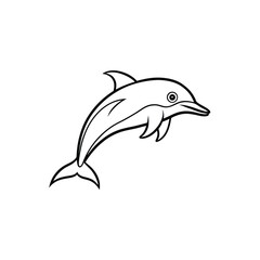 Fototapeta premium A minimalist black and white illustration of a dolphin jumping out of the water