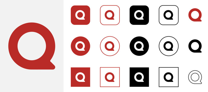 Quora logo icon collection with various styles in different shapes and sizes on white background.