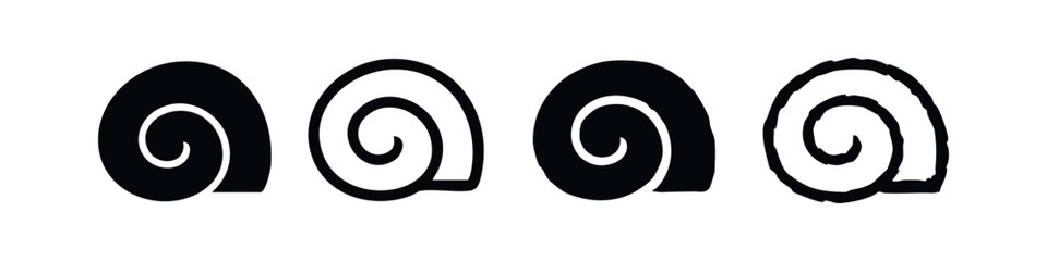 Snail Shell and Spiral Shape Icons Set, Hand Drawn Nature and Geometry Symbols © liubomir118809