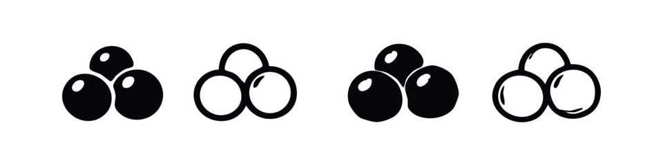 Fototapeta premium Trio of Olives or Berries Vector Icons.