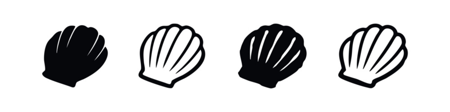 Seashell Ocean Icon Set - Marine Life and Beach Summer Symbol Vector