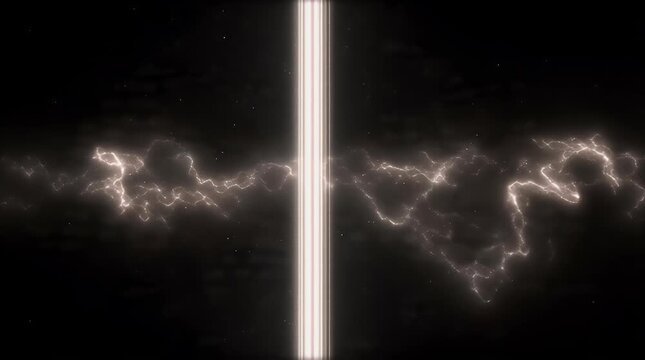Dynamic energy portal with glowing vertical line and electric lightning strikes on either side creating a futuristic sci-fi gateway effect
