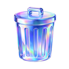 Fototapeta premium 3D Iridescent Holographic Trash Can Icon with Metallic Luster and Glossy Finish