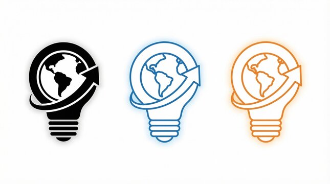"Global innovation light bulb icons"