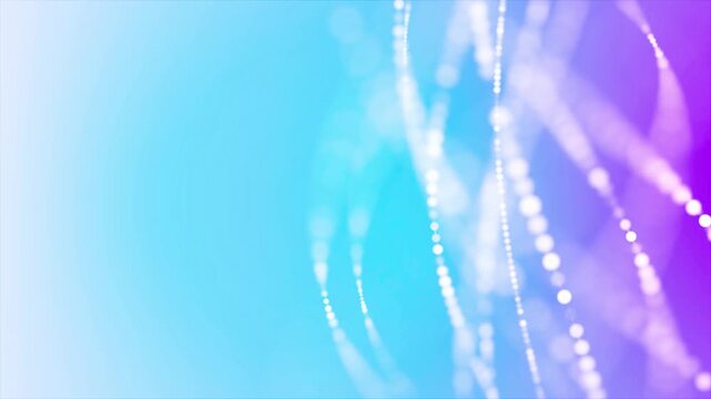 Seamless loop of ethereal glowing fiber optic particles drifting through a smooth pastel gradient for cinematic overlays and presentations.