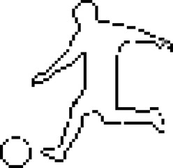 Fototapeta premium Football soccer ball pixel icon, sport game symbol 8 bit retro style vector