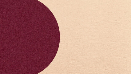 Fototapeta premium Light nude paper texture background with dark wine semicircle and copy space for banner, presentation, template