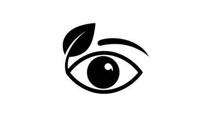 Obraz premium Minimalist Black and White Eye with Leaf Icon Design