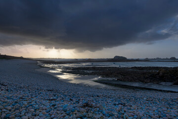 Joli paysage de mer sur la c&ocirc;te de Plougrescant en Bretagne