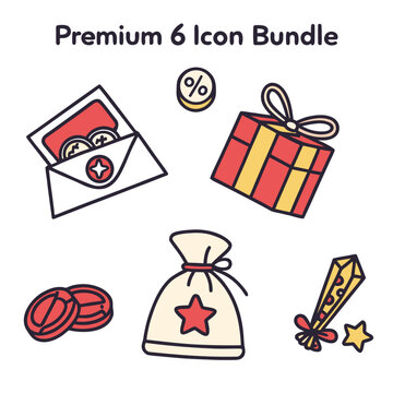 Rewards benefits loyalty icon bundle - financial gift offer collection