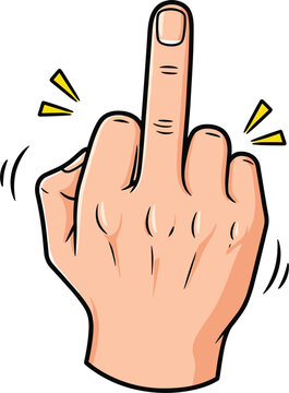 Middle Finger Hand Gesture Cartoon Vector Illustration Showing Rude Offensive Sign Expression Isolated Symbol Design