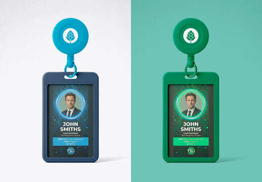 Retractable ID Badge Holder Mockup