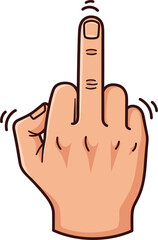 Obraz premium Middle Finger Hand Gesture Cartoon Vector Illustration Showing Offensive Rude Sign Symbol Isolated on White Background