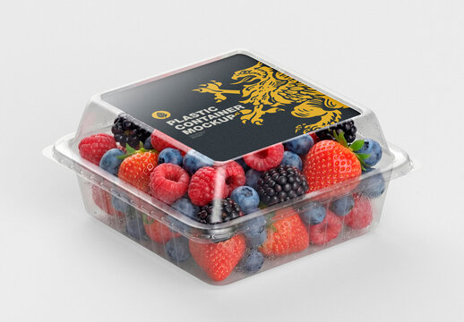 Clear Plastic Berry Fruit Packaging Mockup