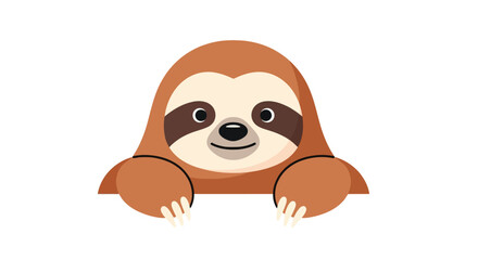 Fototapeta premium Cute Sloth Peeking Over Edge Illustration.