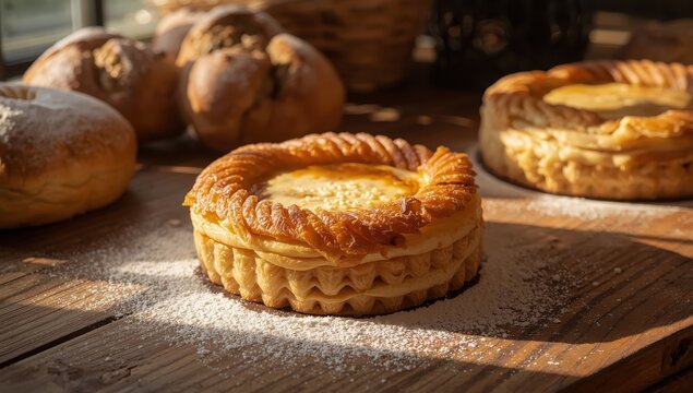 Home-baked cheese pie with phyllo and organic eggs, Bulgarian banitsa