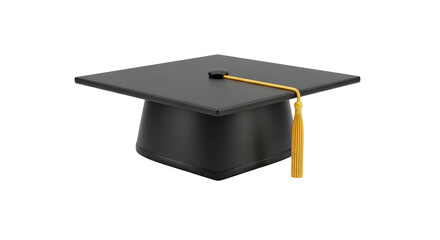 A simple close-up of a graduation cap with a tassel, Isolated on background