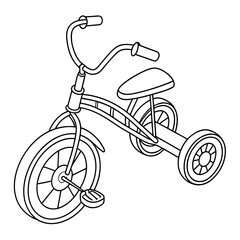 Childrens tricycle outline isometric drawing for design
