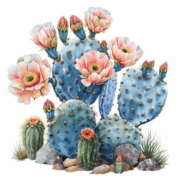 watercolor cactus. illustration for greeting cards, invitations, and other printing projects. on white background
