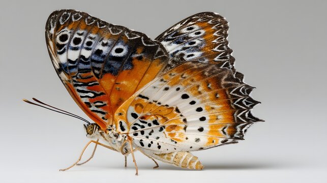 Exotic Leopard Lacewing Butterfly with Intricate Wing Patterns.