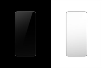 Plakat Dual Phone Screen Overlay Reflection PNG Mockup On Black And Transparent Backgrounds