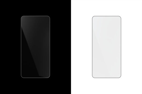 Phone Screen Reflection Overlay Mockup With Transparent PNG on Black and White Backgrounds
