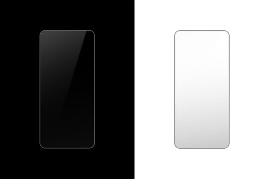 Dual Phone Screen Overlay Reflection PNG Mockup On Black And Transparent Backgrounds