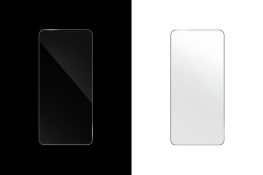 Phone Overlay Reflection PNG Mockup On Black And Transparent Backgrounds For Screen Displays