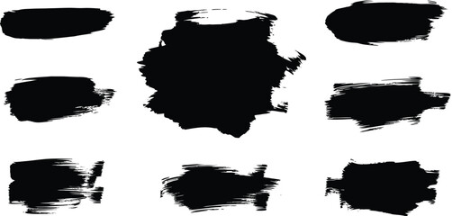 Collection of black brush strokes on white background © Junayad