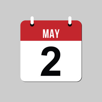 May 2 Calendar Date Page Icon Flat Design Vector Illustration for Schedule Reminder. Clean and modern date illustration suitable for event reminders, scheduling, holiday concepts, and business.