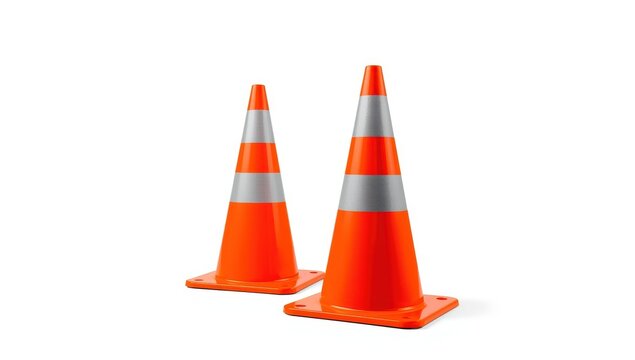 Pair of orange cones on a white background