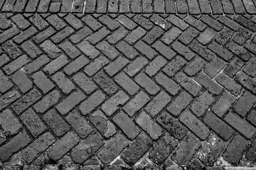 Crisscrossed Pattern of Old Bricks in Black and White.