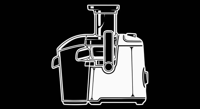 Vector illustration of a modern slow juicer machine, kitchen appliance for healthy lifestyle, isolated icon for juice bar or home cooking equipment