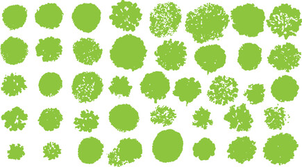 Collection of green tree view silhouettes with varied textures and shapes © Pixel Park