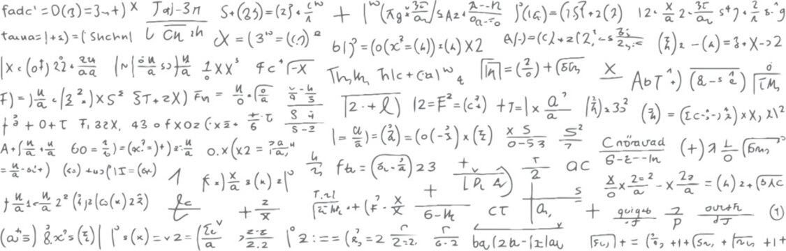 Handwritten mathematical equations and formulas on a white background with a sketchy feel mathematics