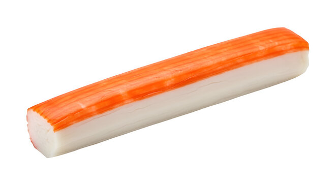 Imitation crab seafood stick, isolated on white or transparent background. PNG