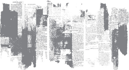 Faded newspaper text with large grey ink blotches and distressed edges print vintage retro