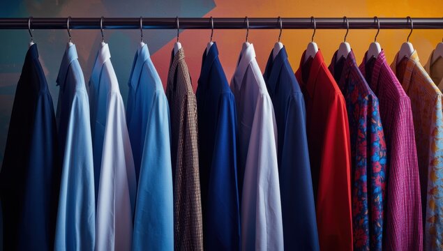 Shirts hung on locker loops from their backs