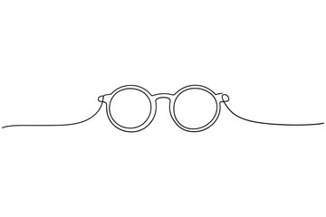 Minimalist line drawing of round eyeglasses a simple continuous sketch