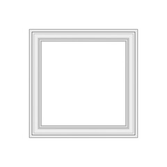 Fototapeta premium Blank off white wooden window, door, photo, picture frame with molding baseboard interior exterior wall design on transparent PNG background for gallery wall mockup realistic square display