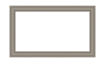 Blank khaki wooden window, door, photo, picture frame with beige molding baseboard interior exterior wall design on transparent PNG background for gallery wall mockup realistic rectangle display